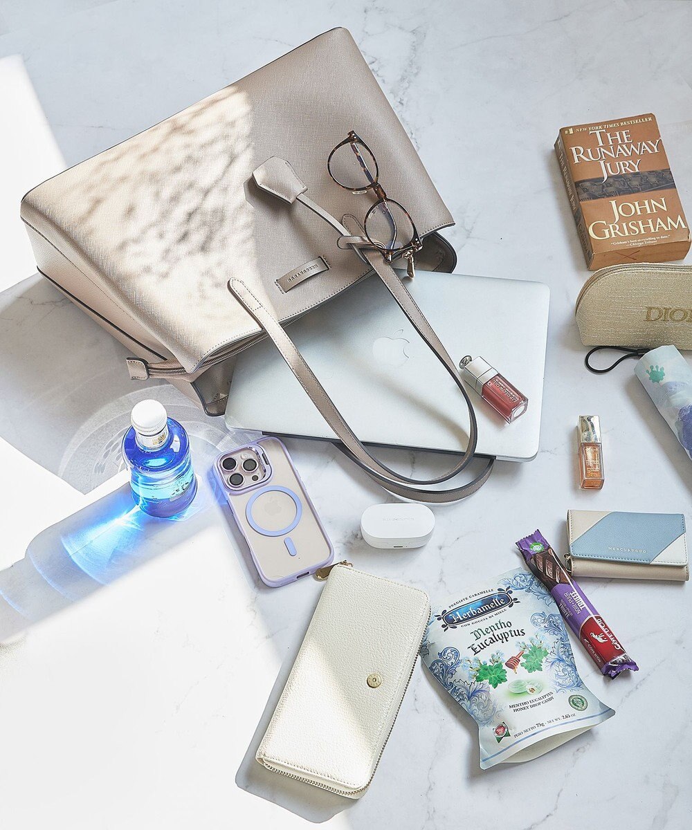 style code 【MERCURYDUO/マーキュリーデュオ】通勤、通学、リクルート両アオリポケットA4トートバッグ　キーチャーム付 