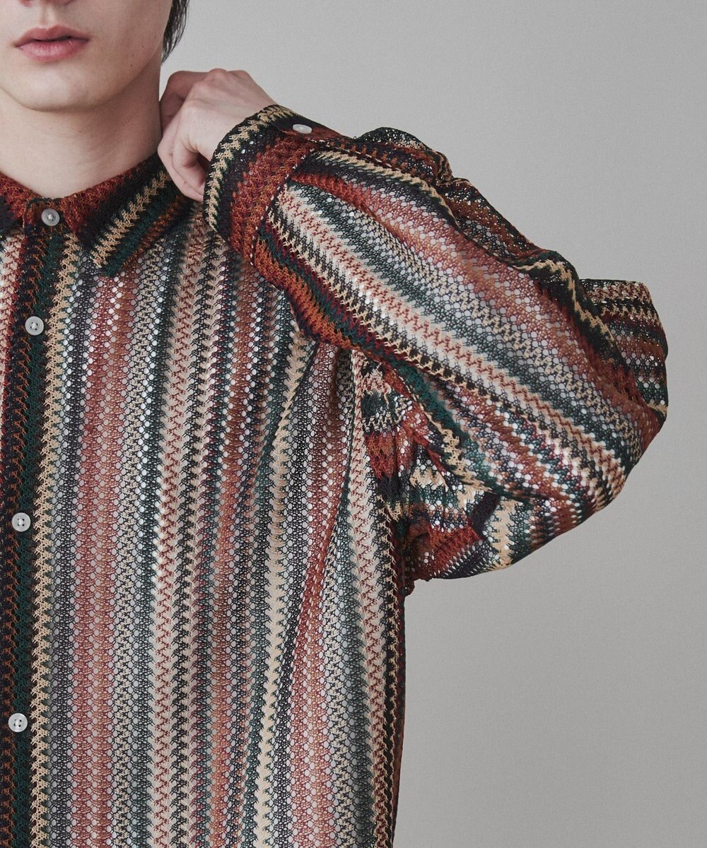 WEGO 【ユニセックス着用ITEM】ストライプメッシュBIGシャツ 