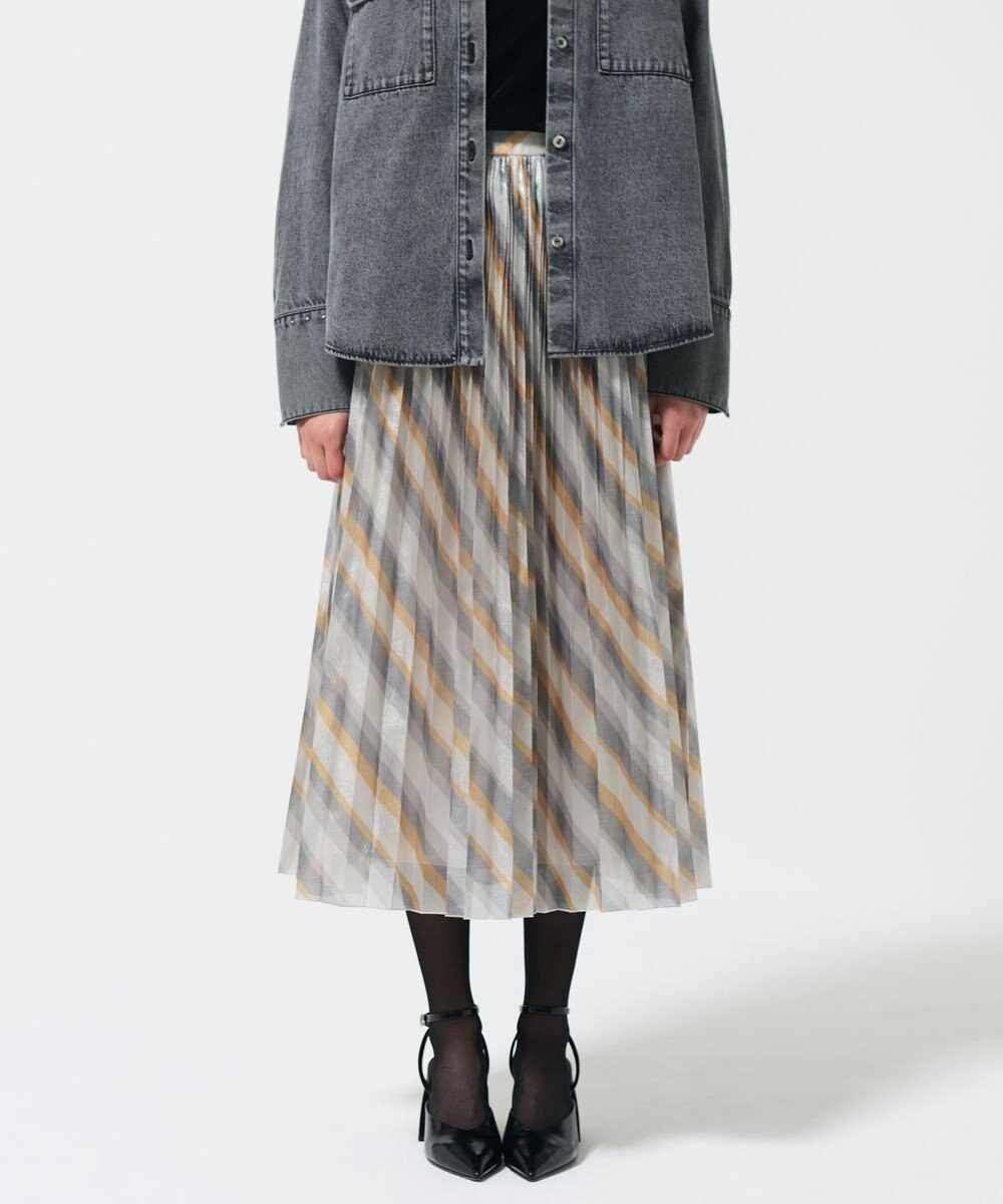 GRACE CONTINENTAL ラメラインプリーツスカート 