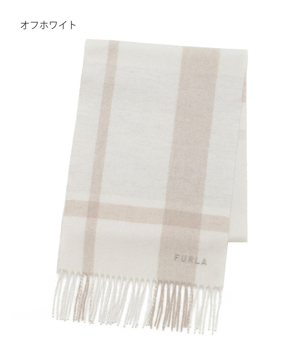 MOONBAT 【洗える】FURLA カシミヤ混ラメ入りチェックストールマフラー／幅30cm 
