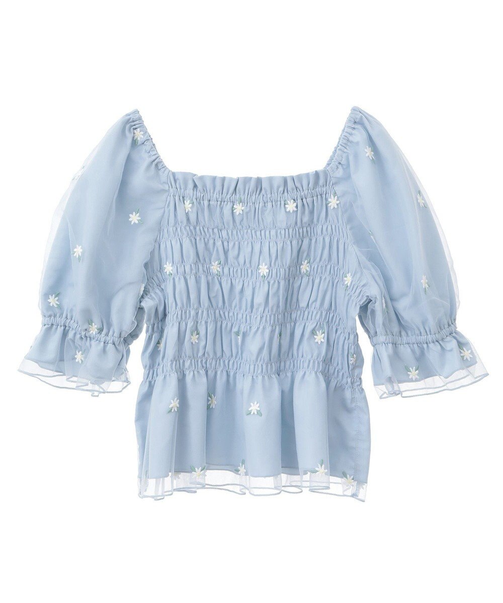 earth music&ecology フラワー刺繍シャーリングプルオーバー 