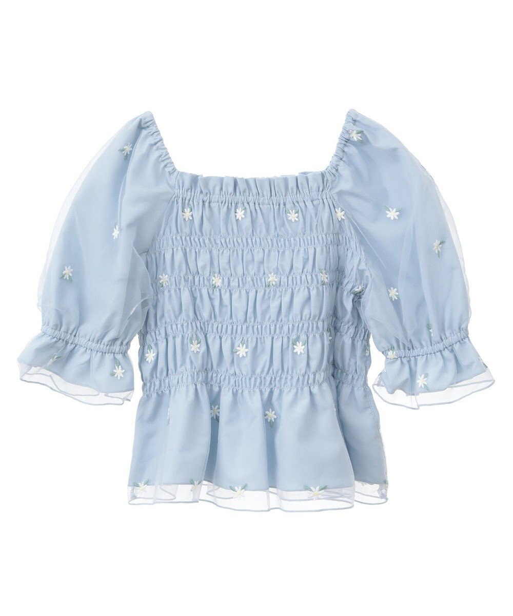 earth music&ecology フラワー刺繍シャーリングプルオーバー 