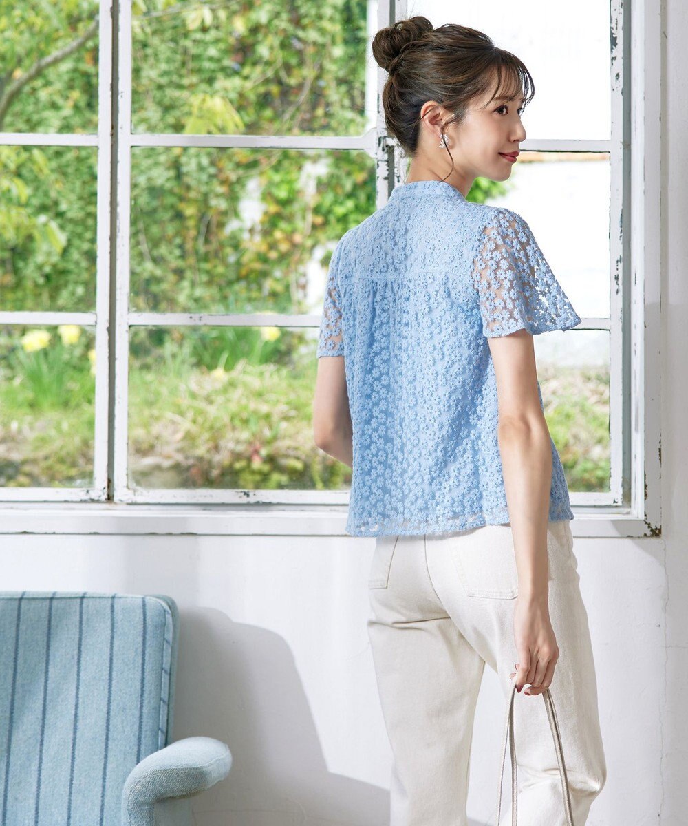 Tiaclasse 【洗える】チュールレースブラウス 