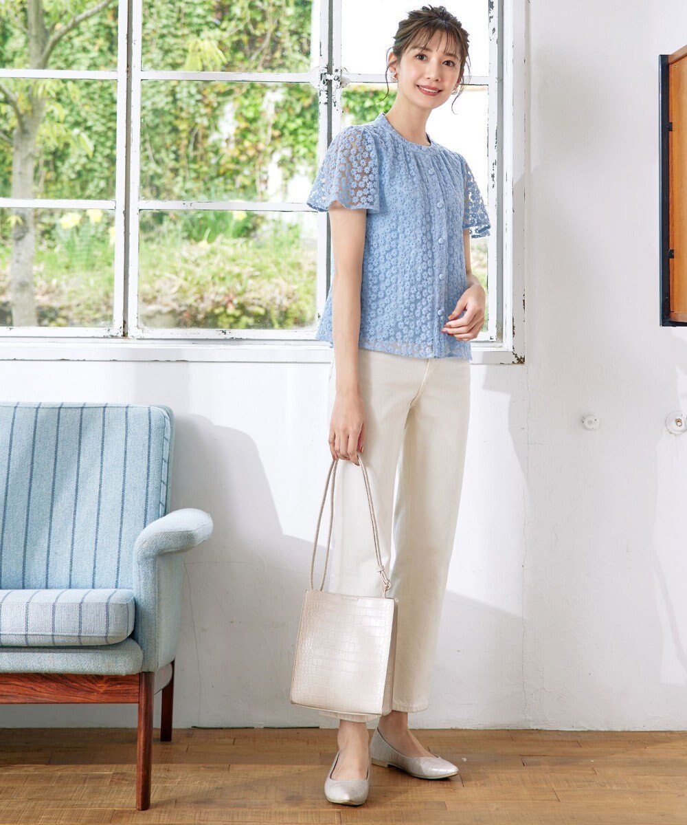 Tiaclasse 【洗える】チュールレースブラウス 