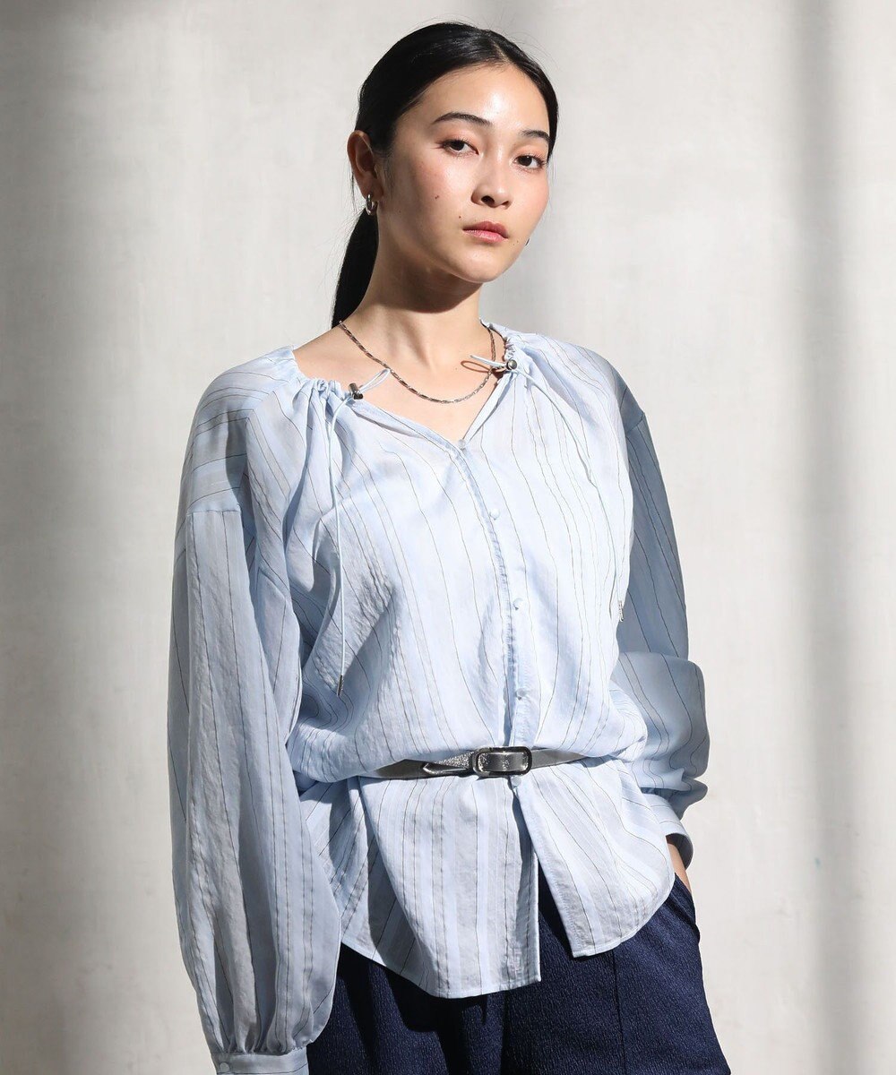 Green Parks ドロストネックシアーストライプチュニック 