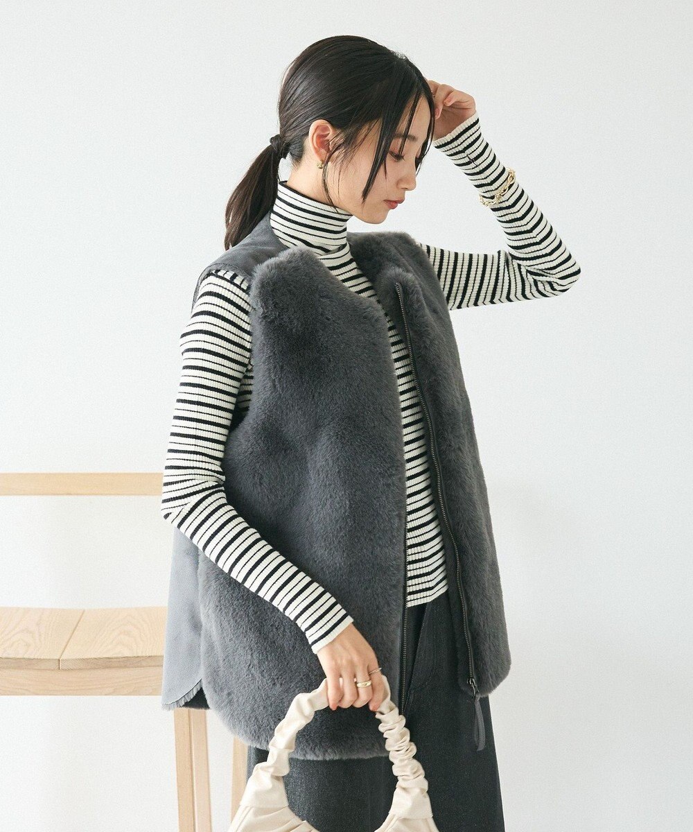 CRAFT STANDARD BOUTIQUE エコファー×ムートンチュニックベスト 