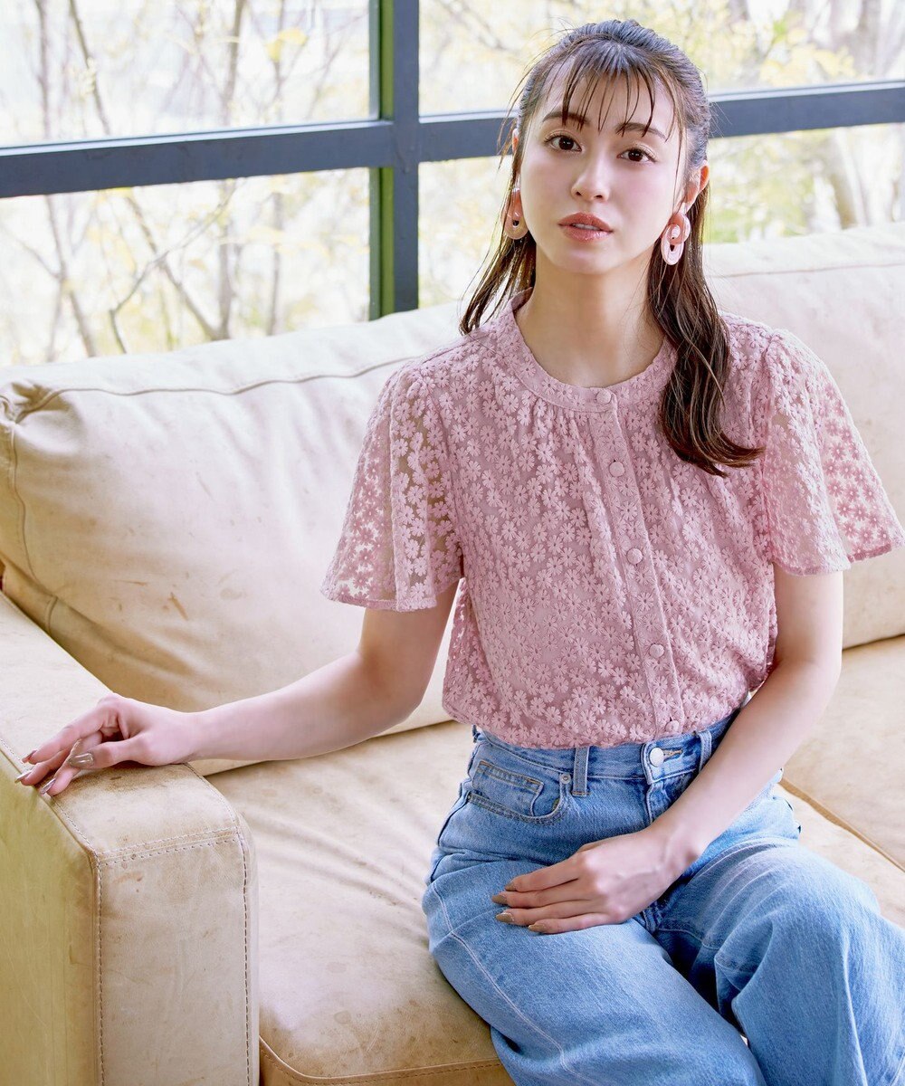 Tiaclasse 【洗える】チュールレースブラウス 