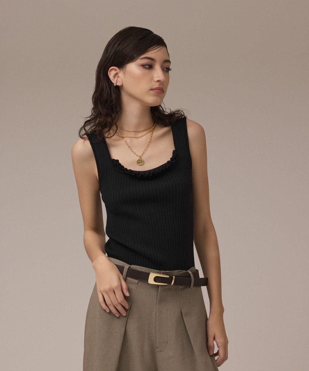 GRACE CONTINENTAL リブフリルニットトップ 