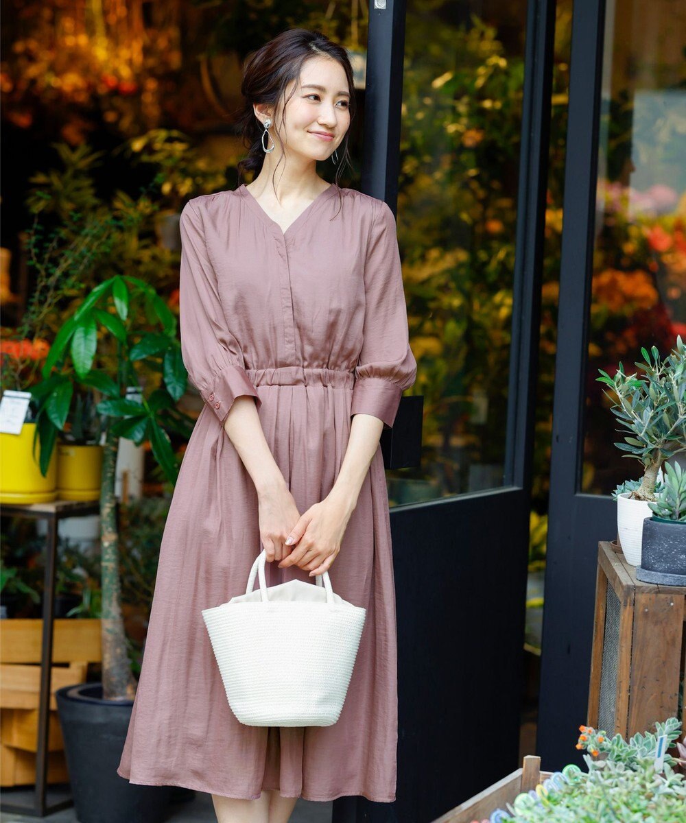 Tiaclasse L 【洗える】スタイルアップも叶うヴィンテージサテンワンピース 