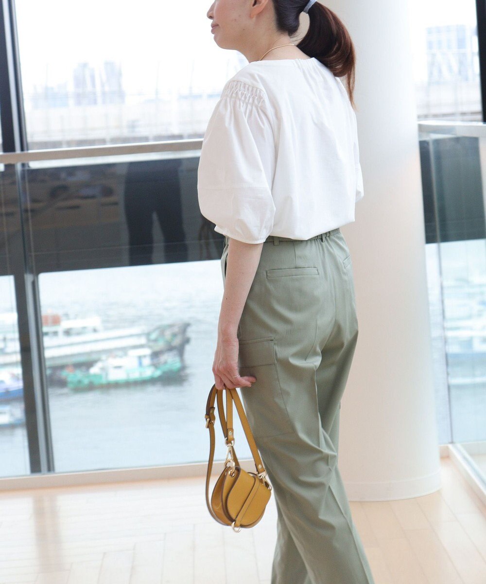 自由区 【洗える】撥水シルキーポプリン カーゴパンツ 