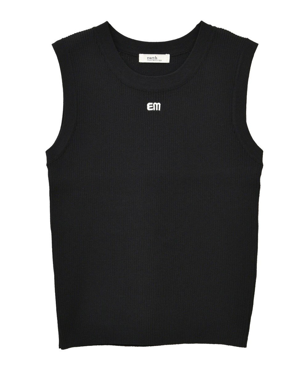 earth music&ecology ロゴ刺繍ノースリーブニットプルオーバー 
