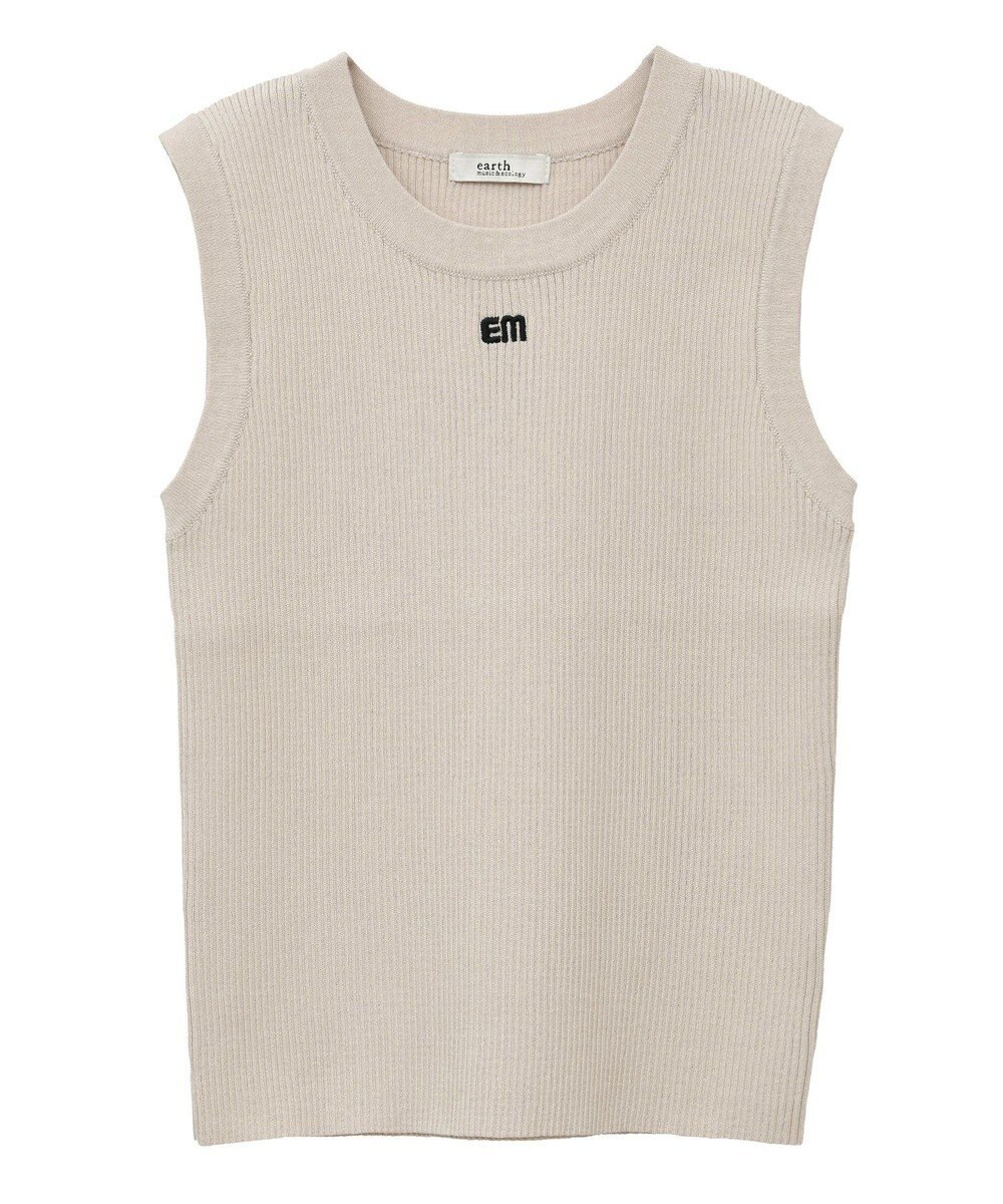 earth music&ecology ロゴ刺繍ノースリーブニットプルオーバー 