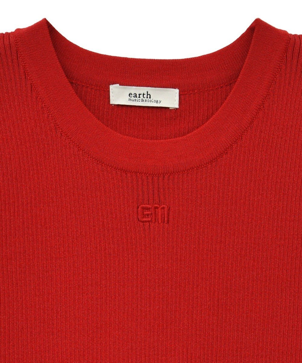 earth music&ecology ロゴ刺繍ノースリーブニットプルオーバー 