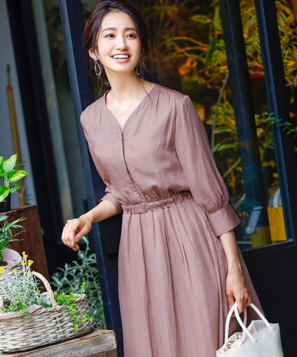 Tiaclasse L 【洗える】スタイルアップも叶うヴィンテージサテンワンピース 