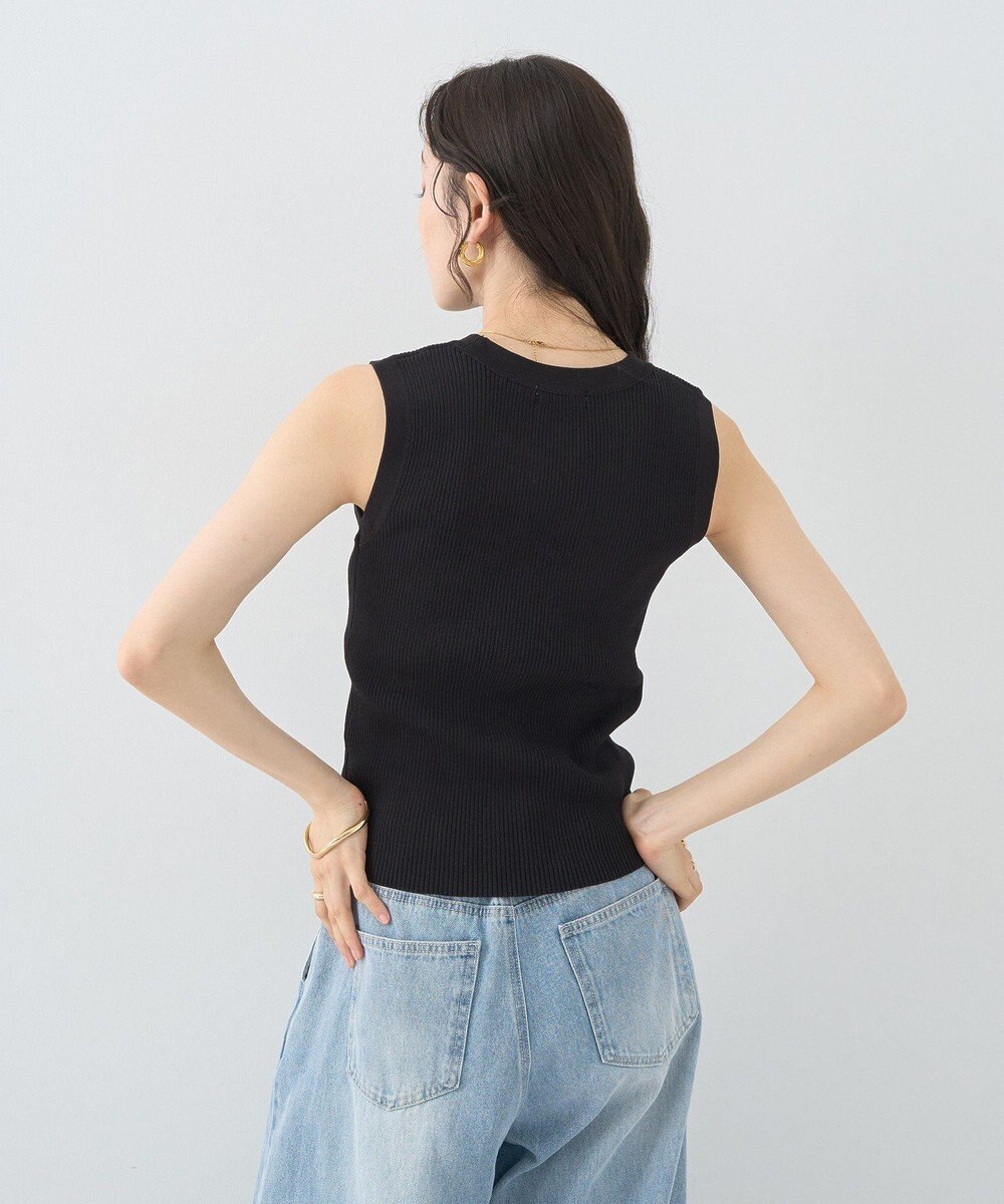 earth music&ecology ロゴ刺繍ノースリーブニットプルオーバー 