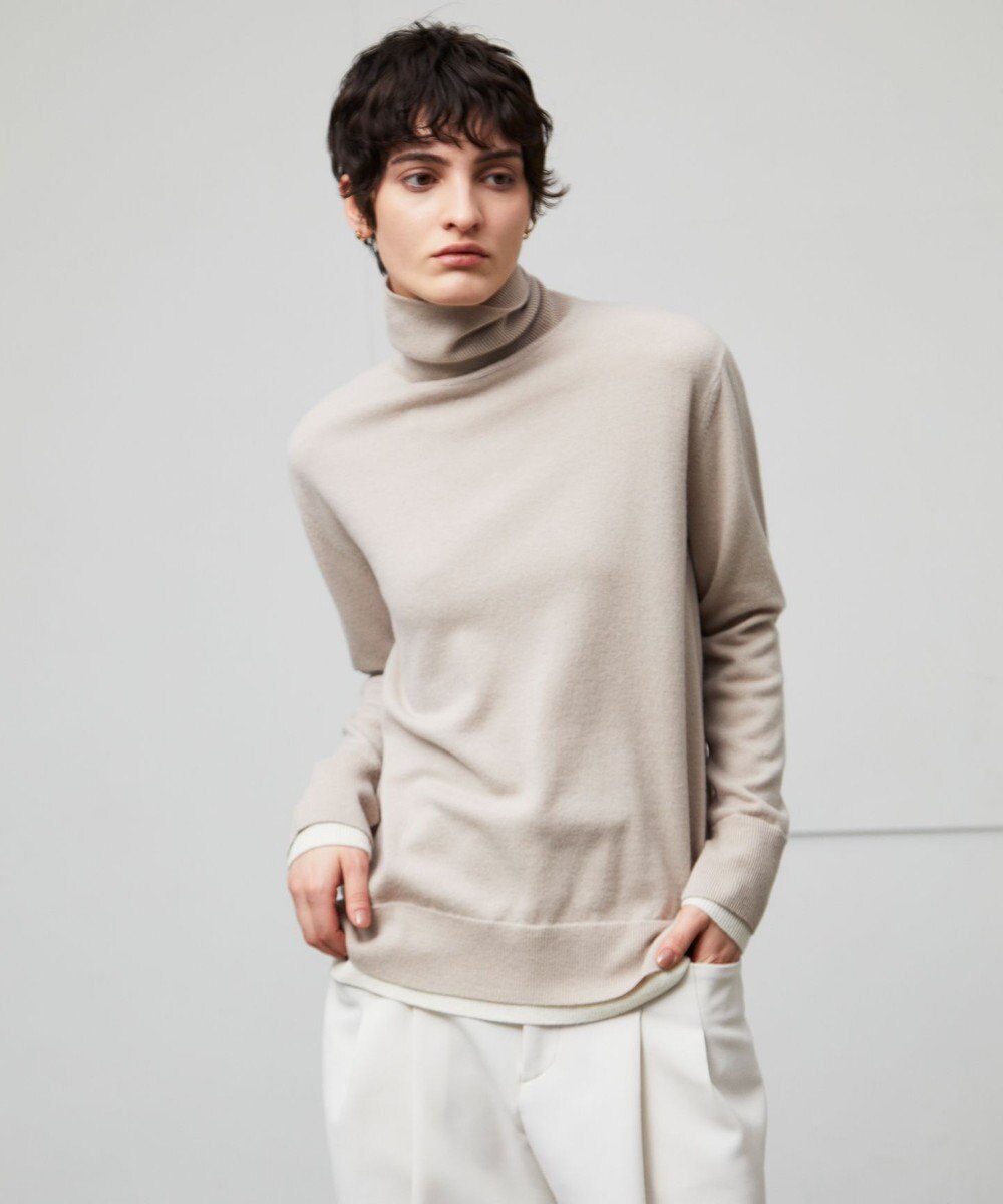 BEIGE， 【洗える】POMPE / ウールカシミヤタートルネックニット 