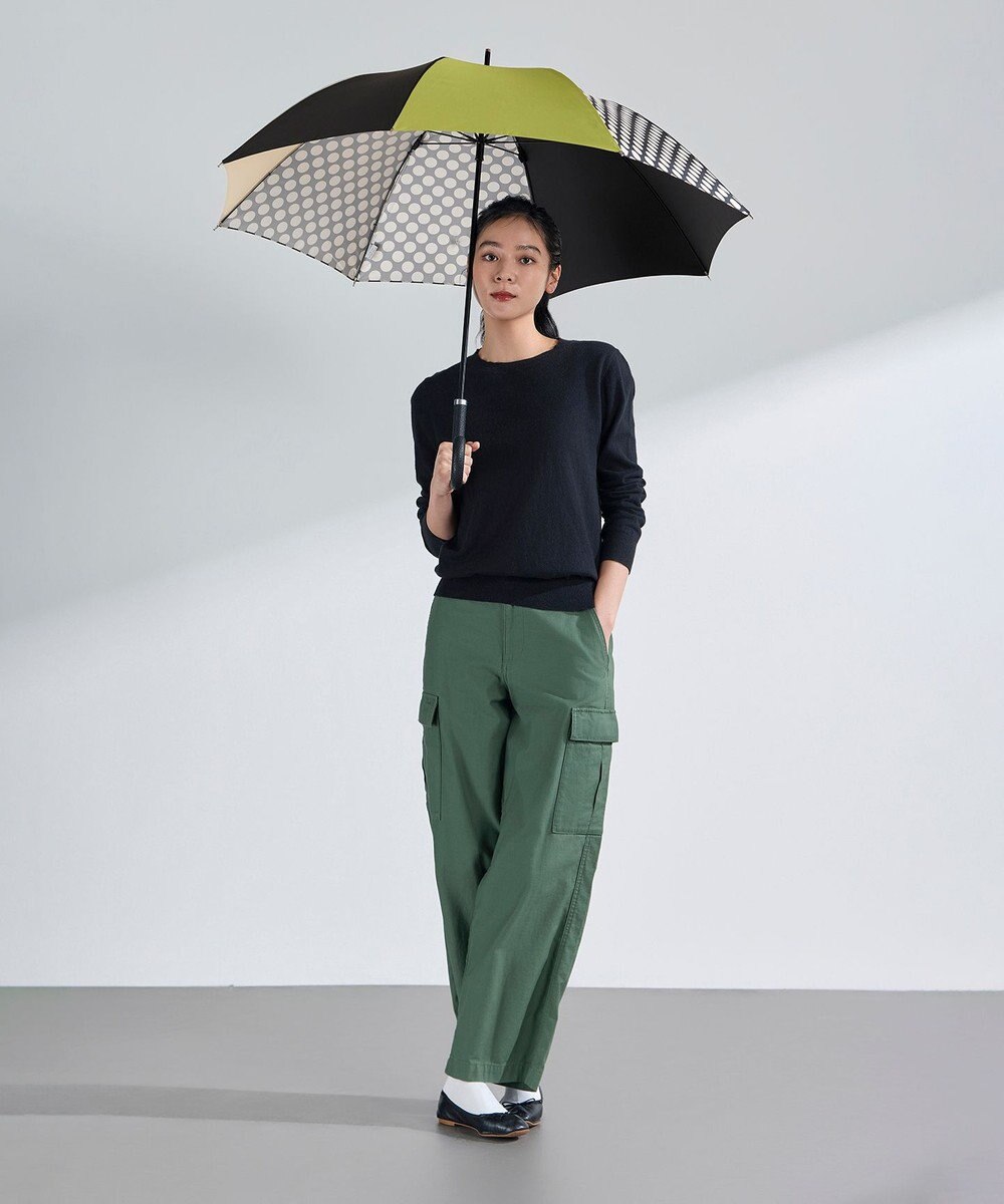 +RING レディース向け プラスリング 長傘 60cm BLK/GRN T1347 