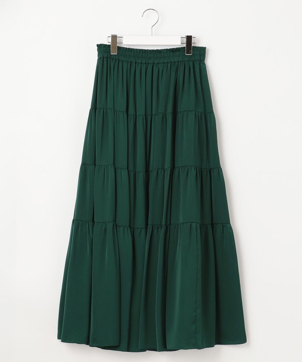 自由区 L 【洗える/着丈調節可】カラー ティアードスカート 