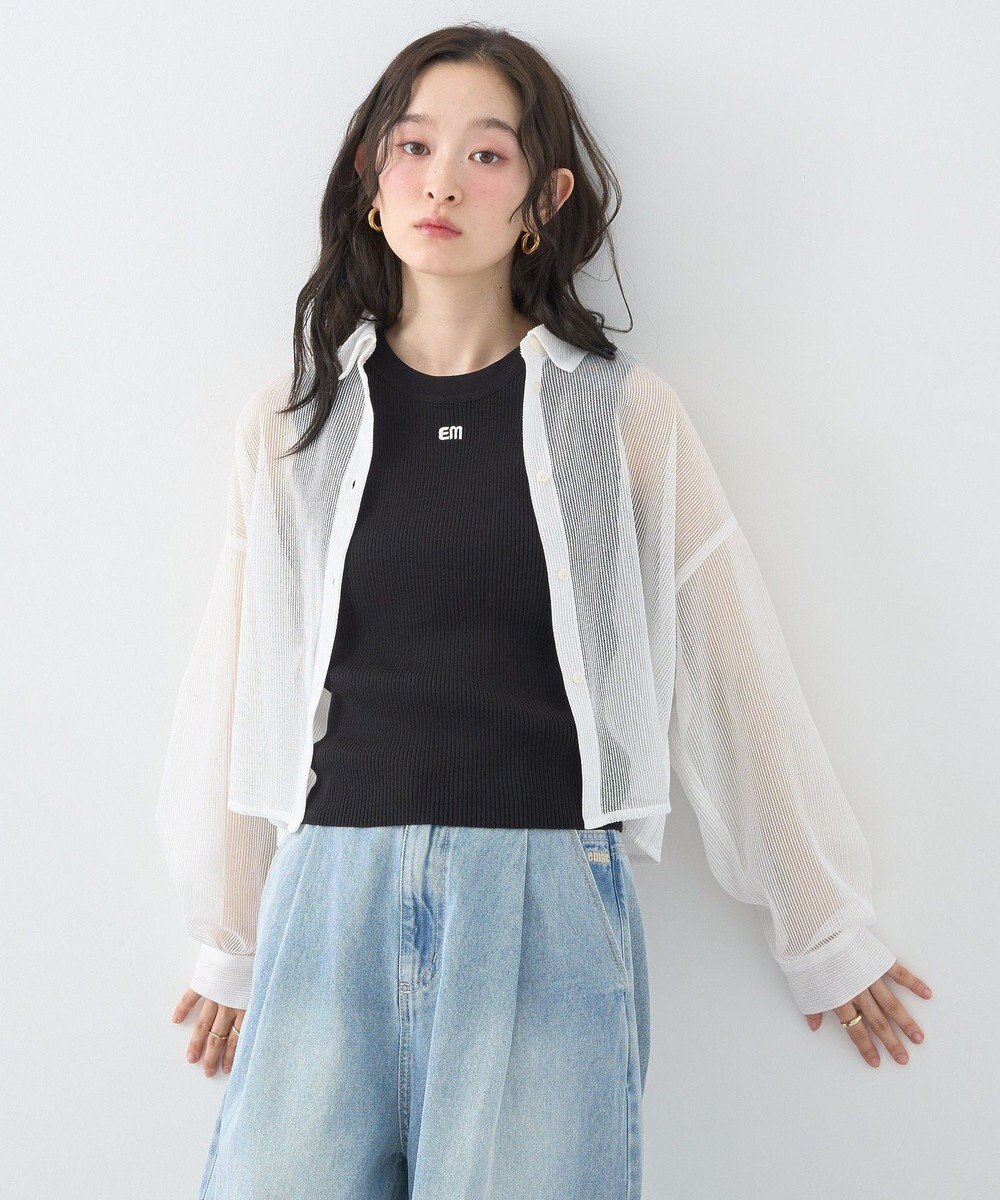 earth music&ecology ロゴ刺繍ノースリーブニットプルオーバー 