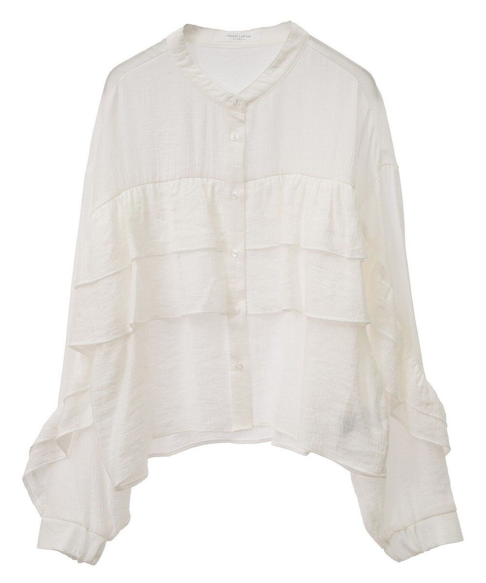 Green Parks シアーフリルショート丈ブラウス 