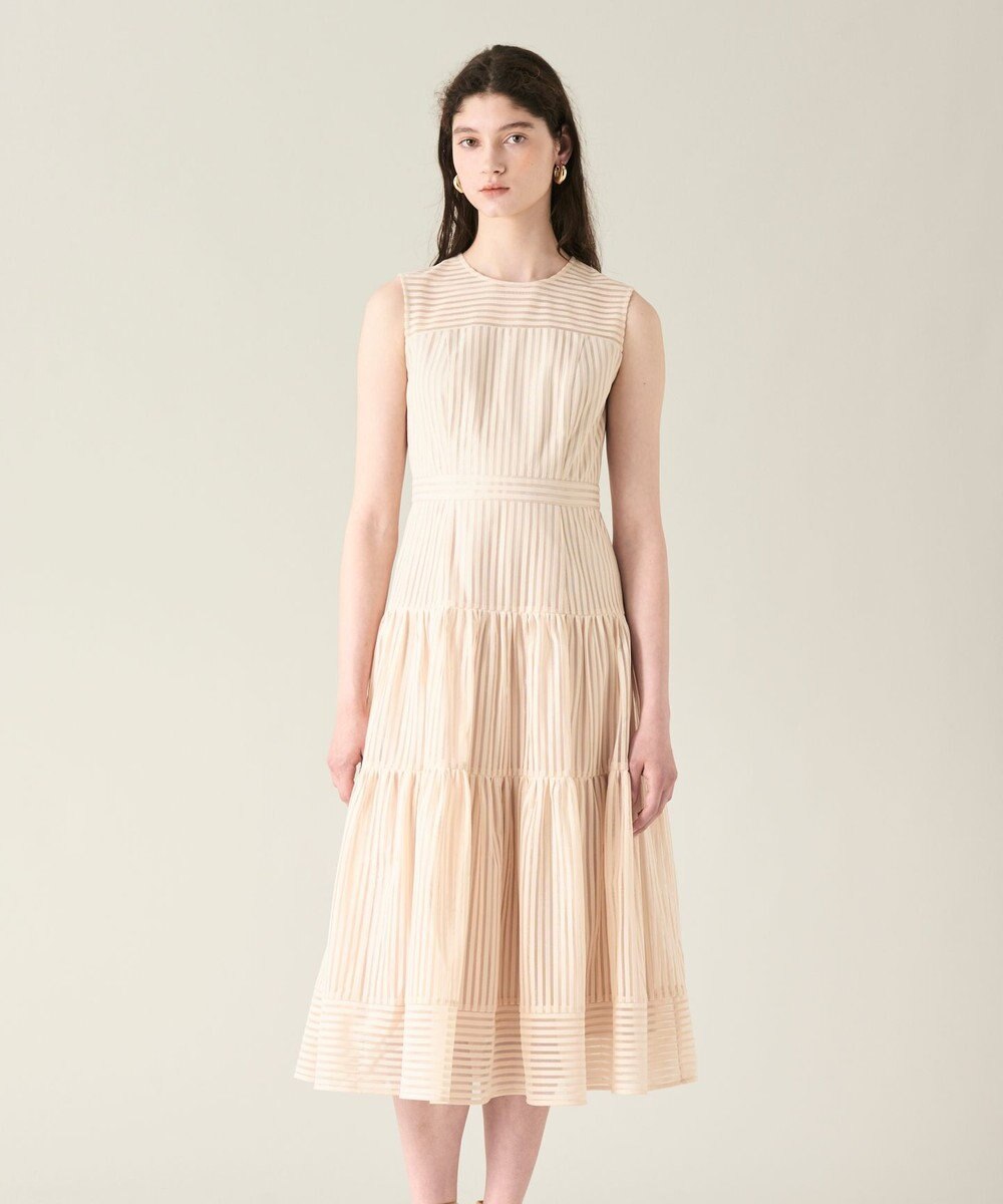 GRACE CONTINENTAL ストライプレースフレアドレス 