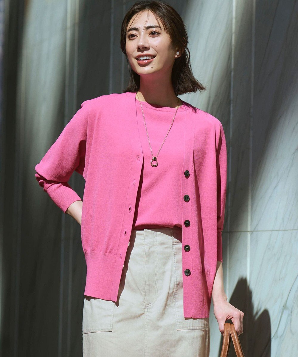 23区 レーヨンポリエステルストレッチ Vネック カーディガン 