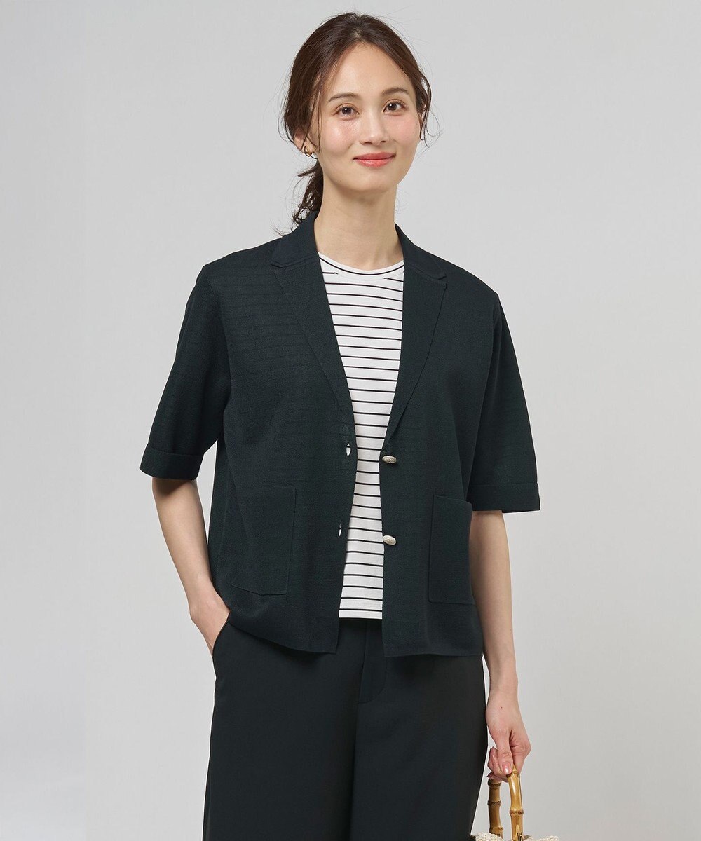 J.PRESS LADIES Vis/Peスパーク ハーフスリーブ ニットジャケット 