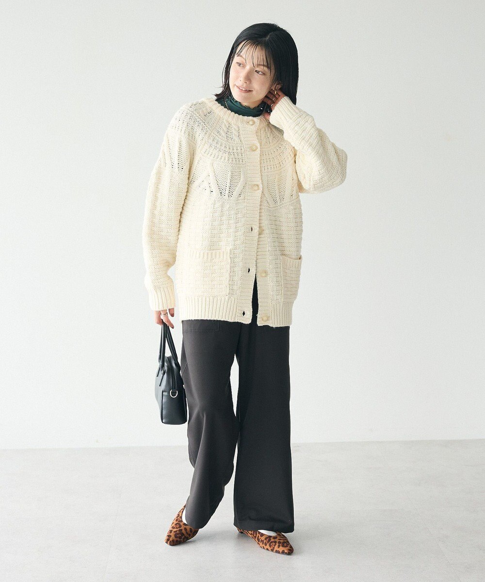 CRAFT STANDARD BOUTIQUE ざっくり柄Mixケーブルニットカーディガン 
