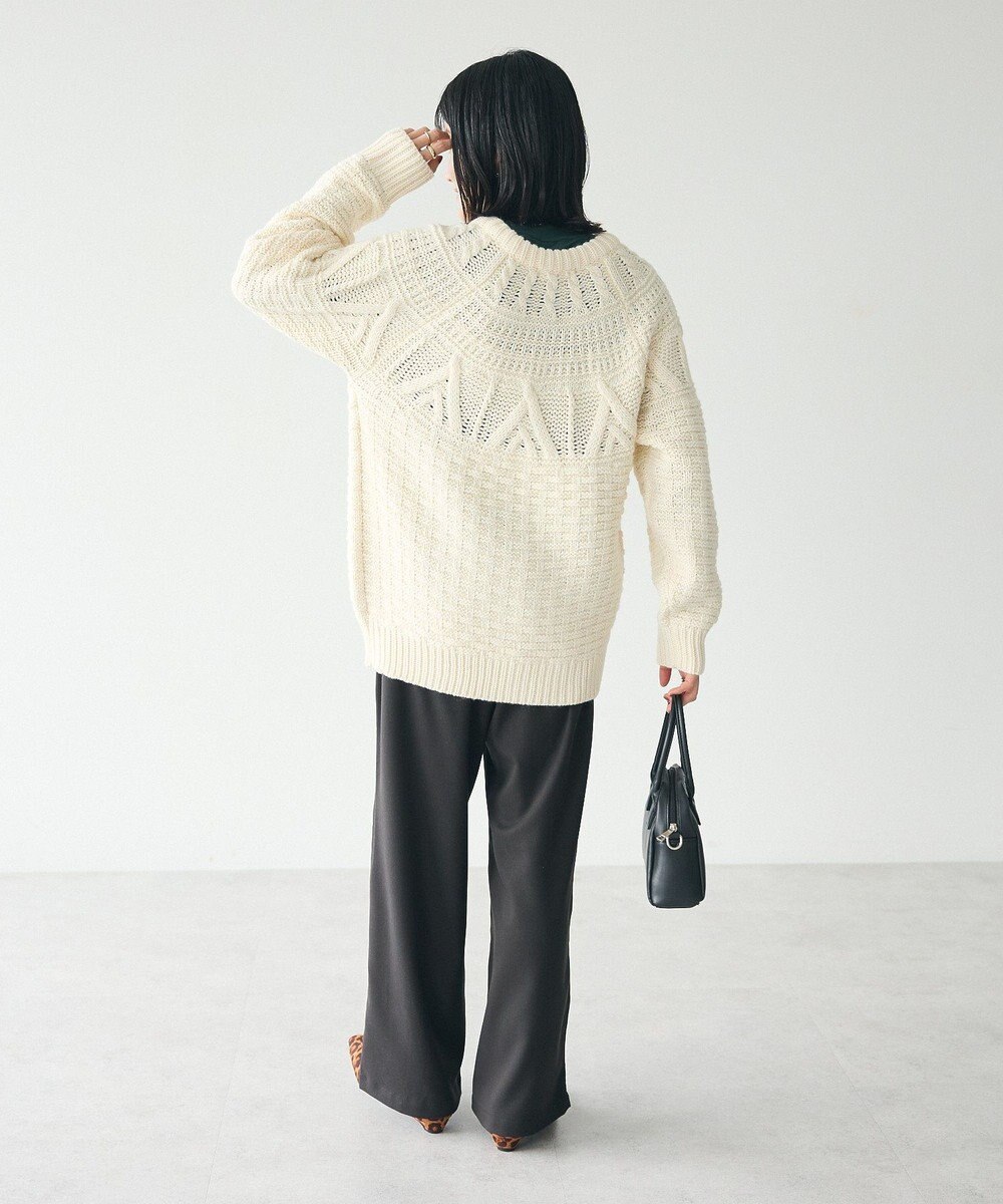 CRAFT STANDARD BOUTIQUE ざっくり柄Mixケーブルニットカーディガン 