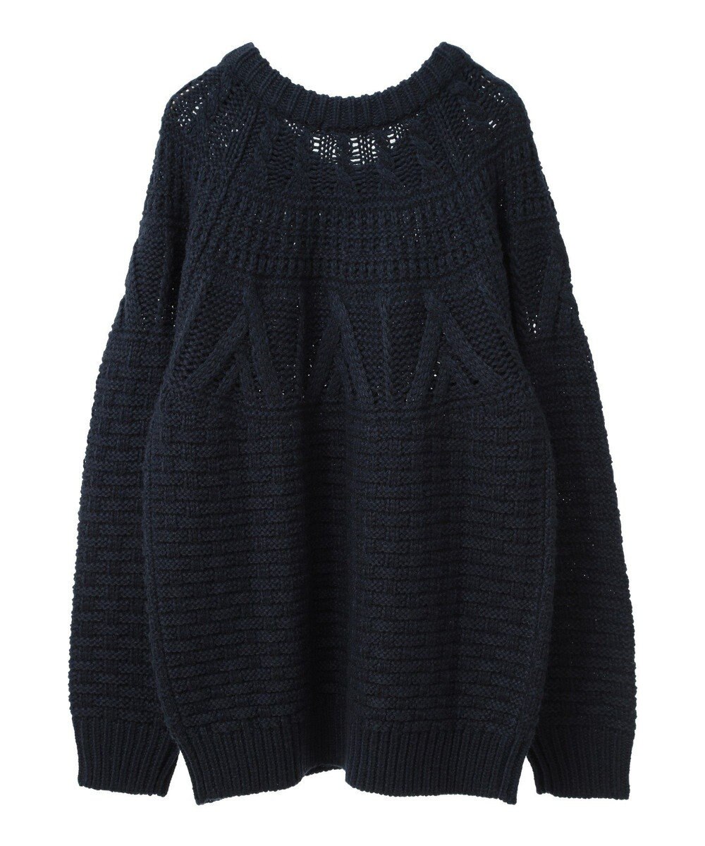 CRAFT STANDARD BOUTIQUE ざっくり柄Mixケーブルニットカーディガン 