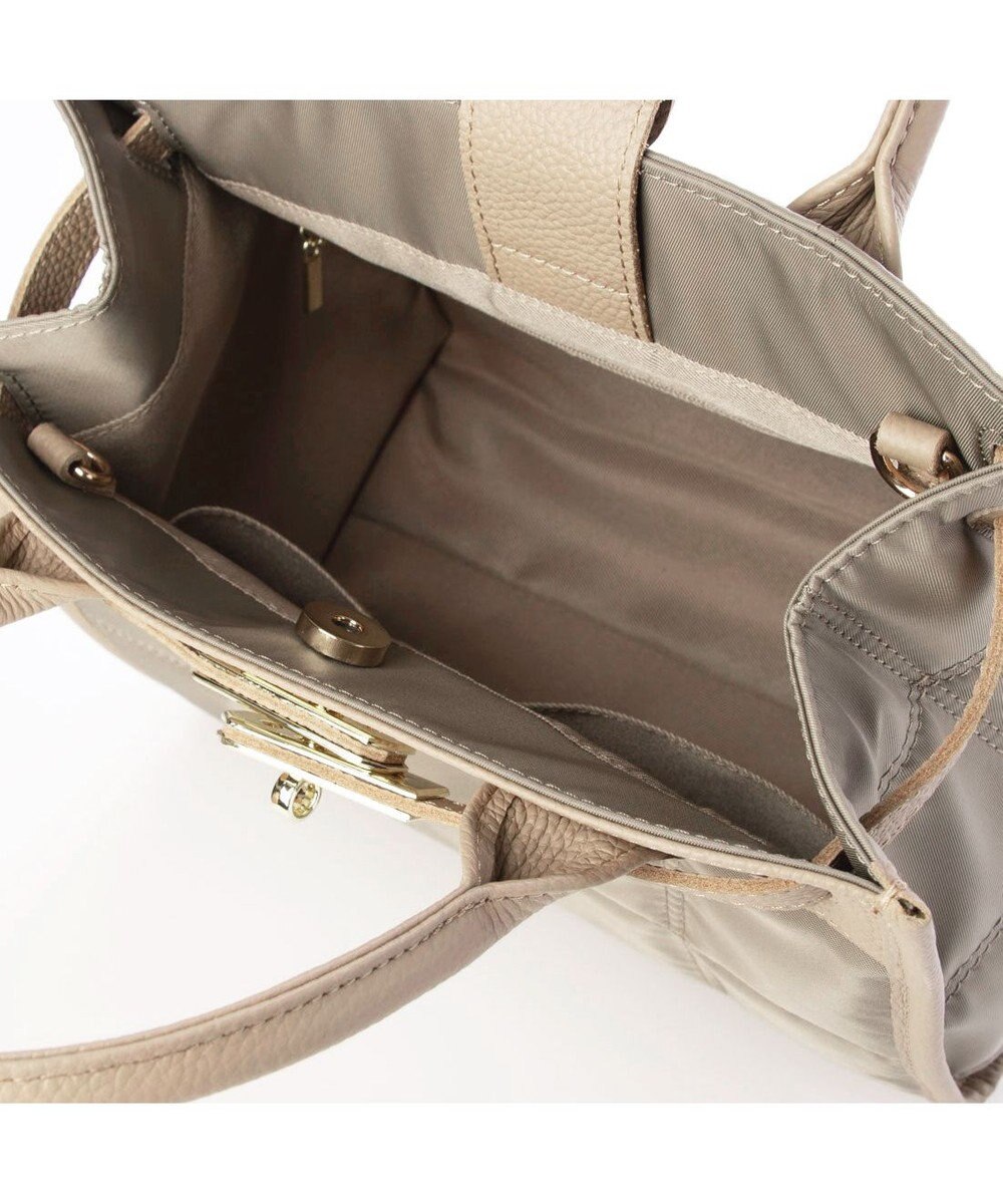 UNBILLION ペルケ perche / ナイロンキルト×クロコ型押し牛革2wayトートバッグS 