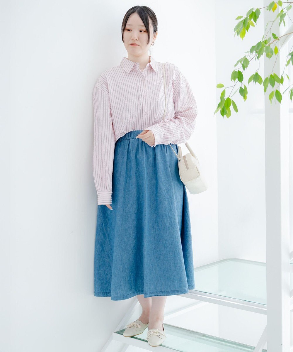 caqu gather skirt ゆったりシルエットデニムスカート 