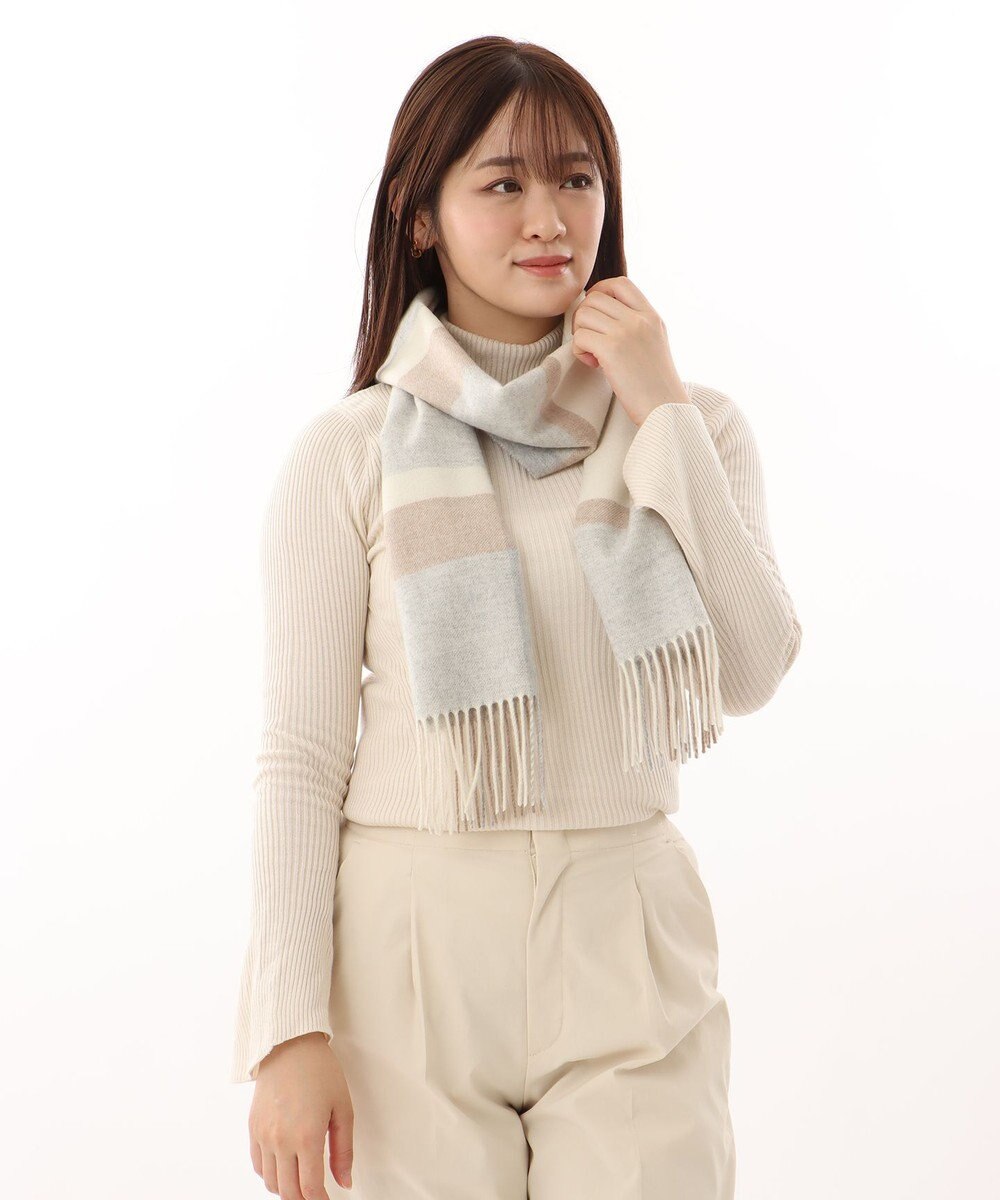 AURORA LANVIN COLLECTION ランバン コレクション カシミヤ チェックマフラー 