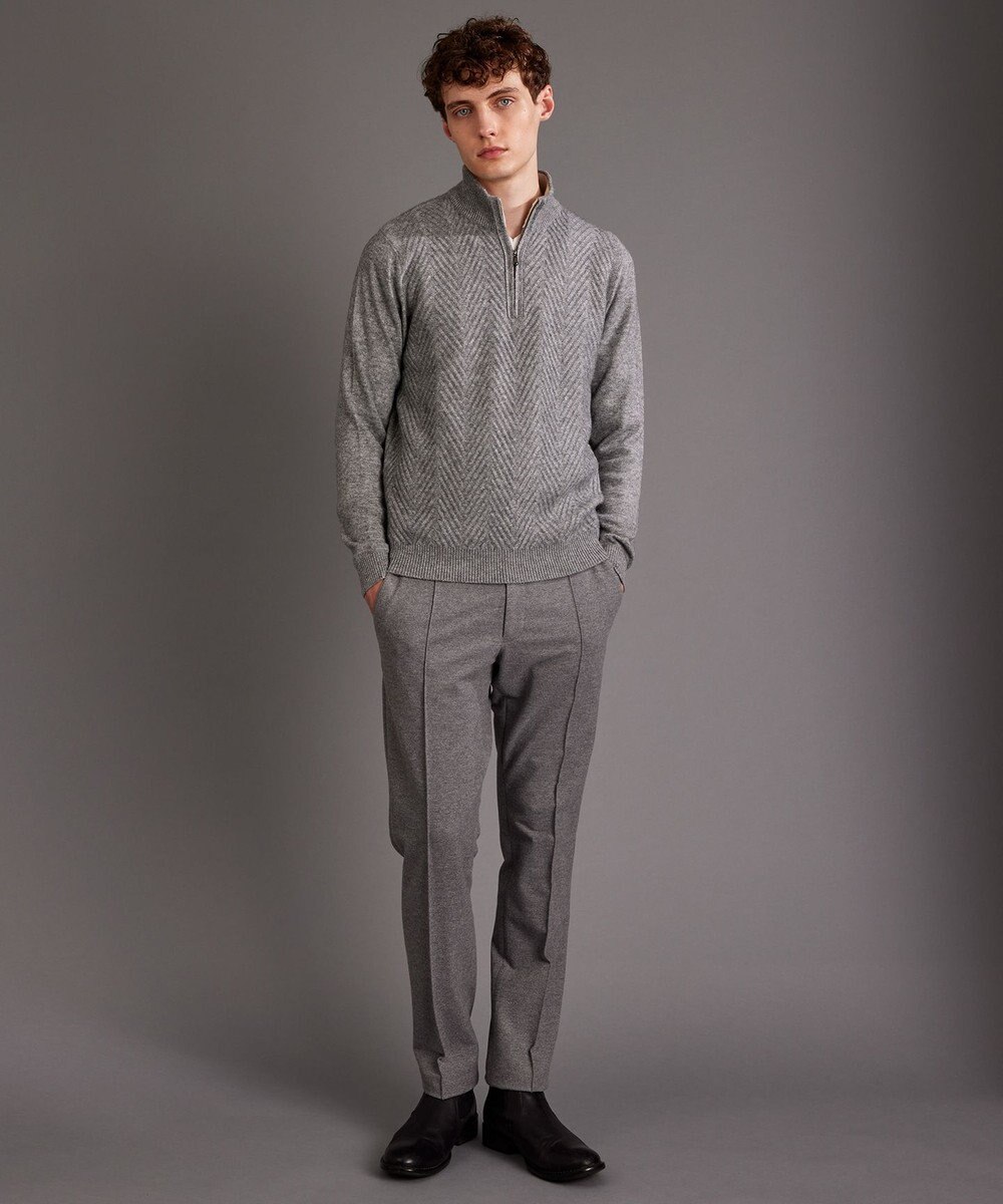 JOSEPH ABBOUD カシミヤブレンド ハイネック ZIP プルオーバーニット 