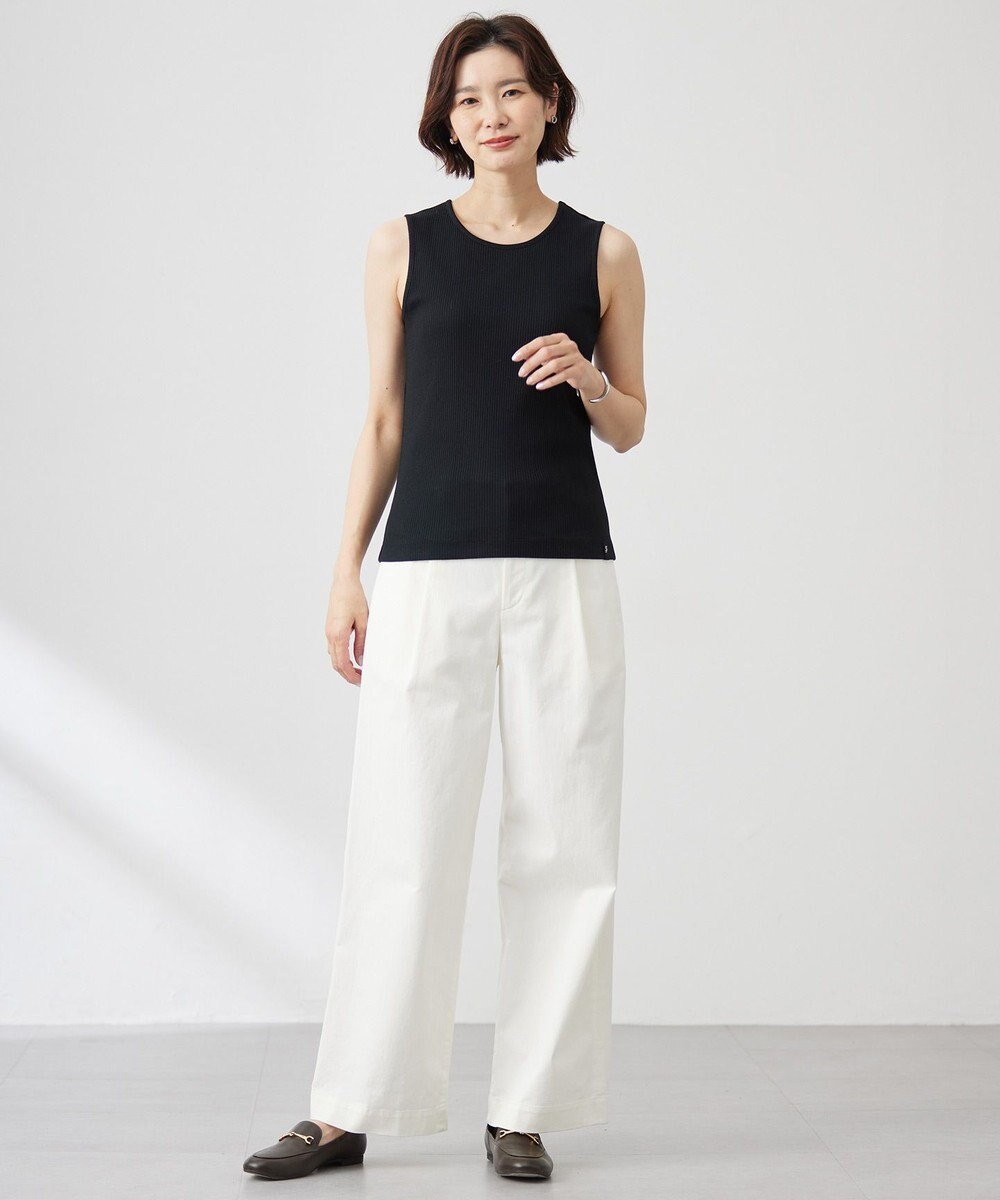 J.PRESS LADIES 【洗える】リブ ノースリーブ カットソー 