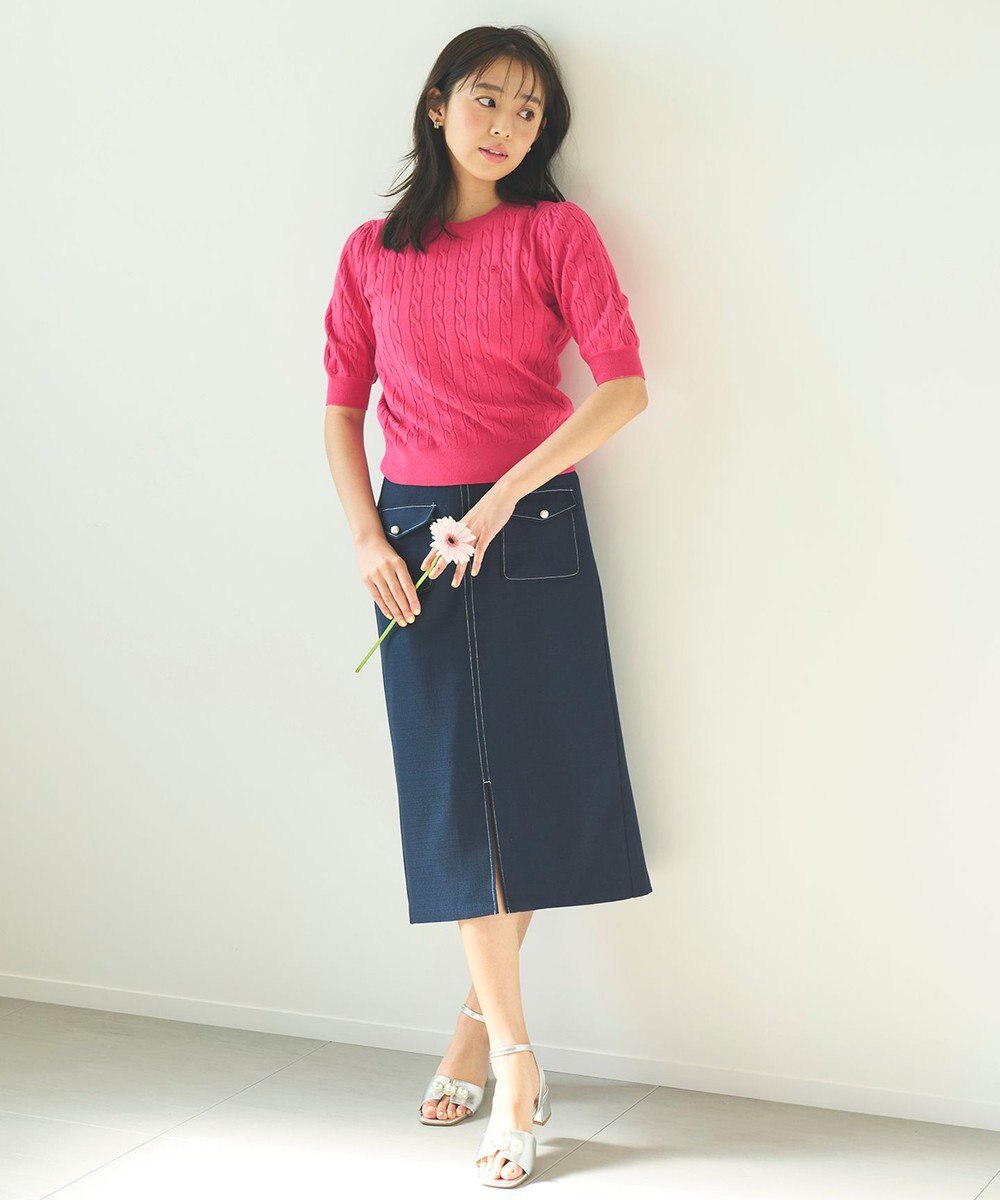 Feroux 【洗える】カラーケーブル ニット 