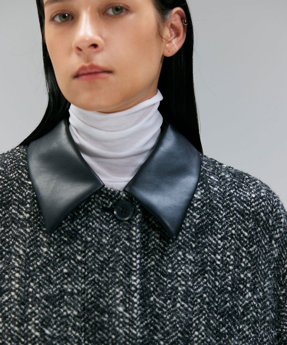 BEIGE， ROBY / フェイクレザーツイードコート 