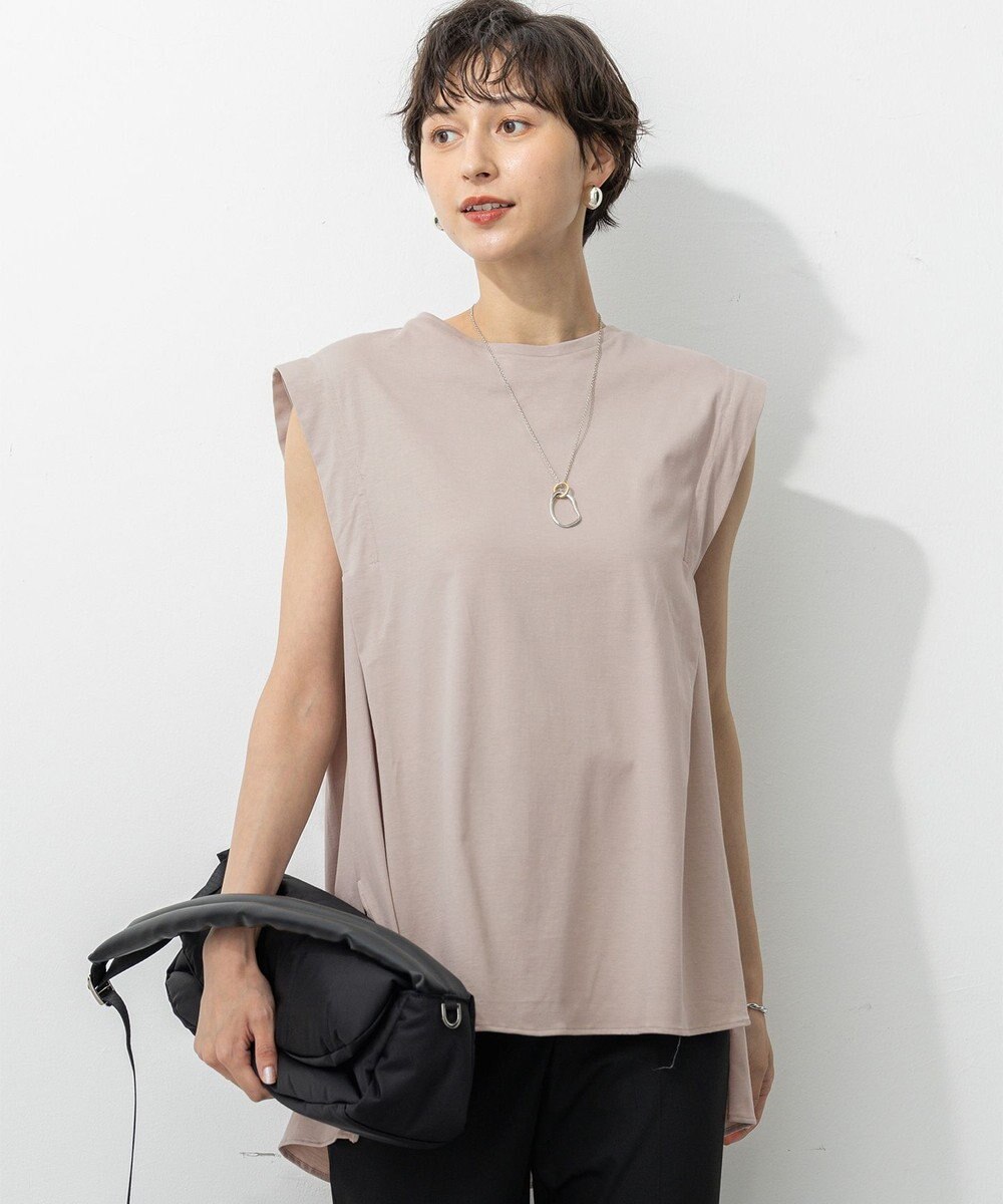 23区 L 【洗える】コンパクトヤーン フレアデザイン ノースリーブ カットソー 