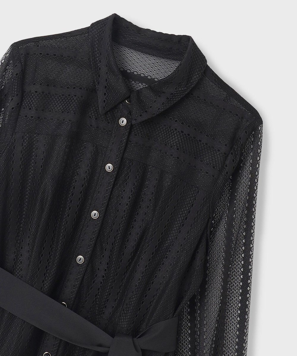 GRACE CONTINENTAL ストライプレースシャツワンピース 