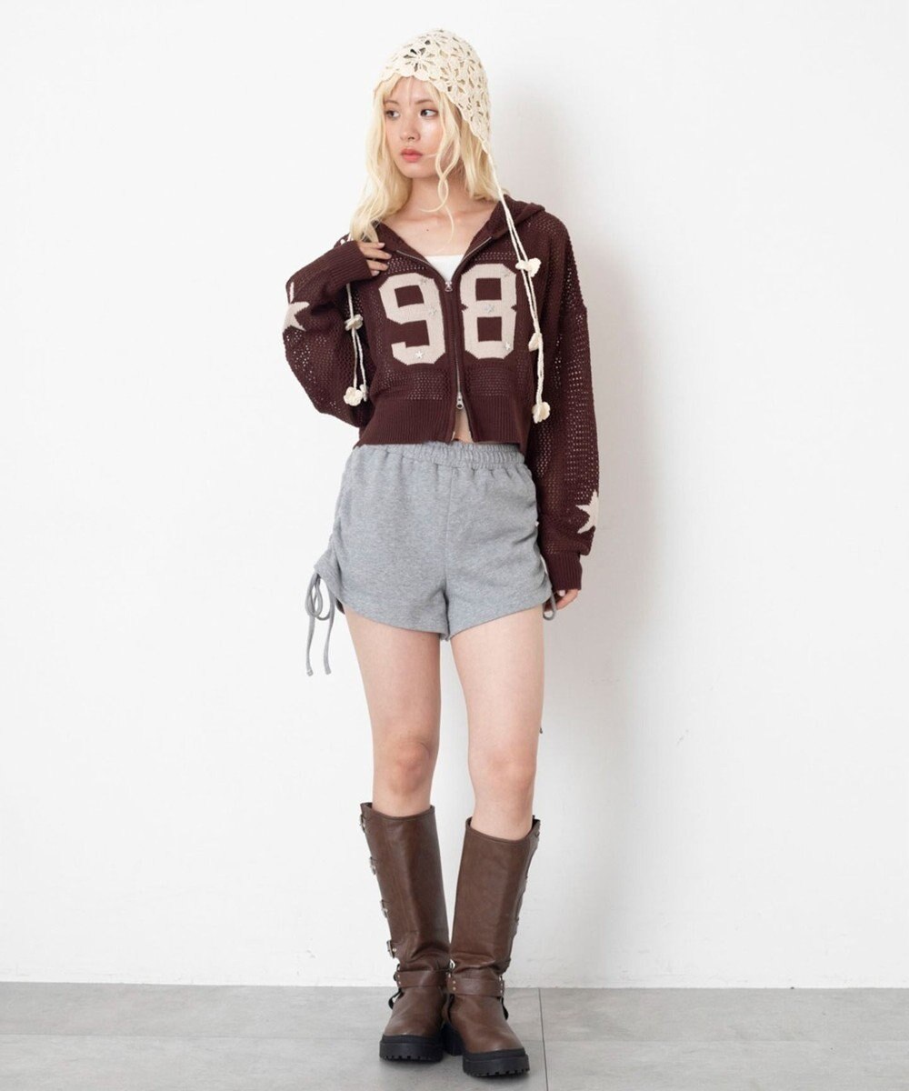 WEGO ナンバリングメッシュニットパーカー 
