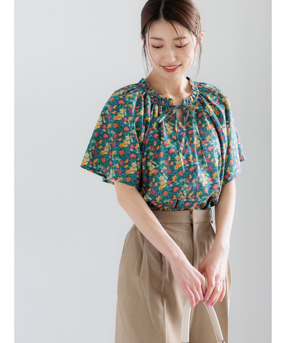 Te chichi 【LIBERTY FABRICS】フリルネックブラウス 