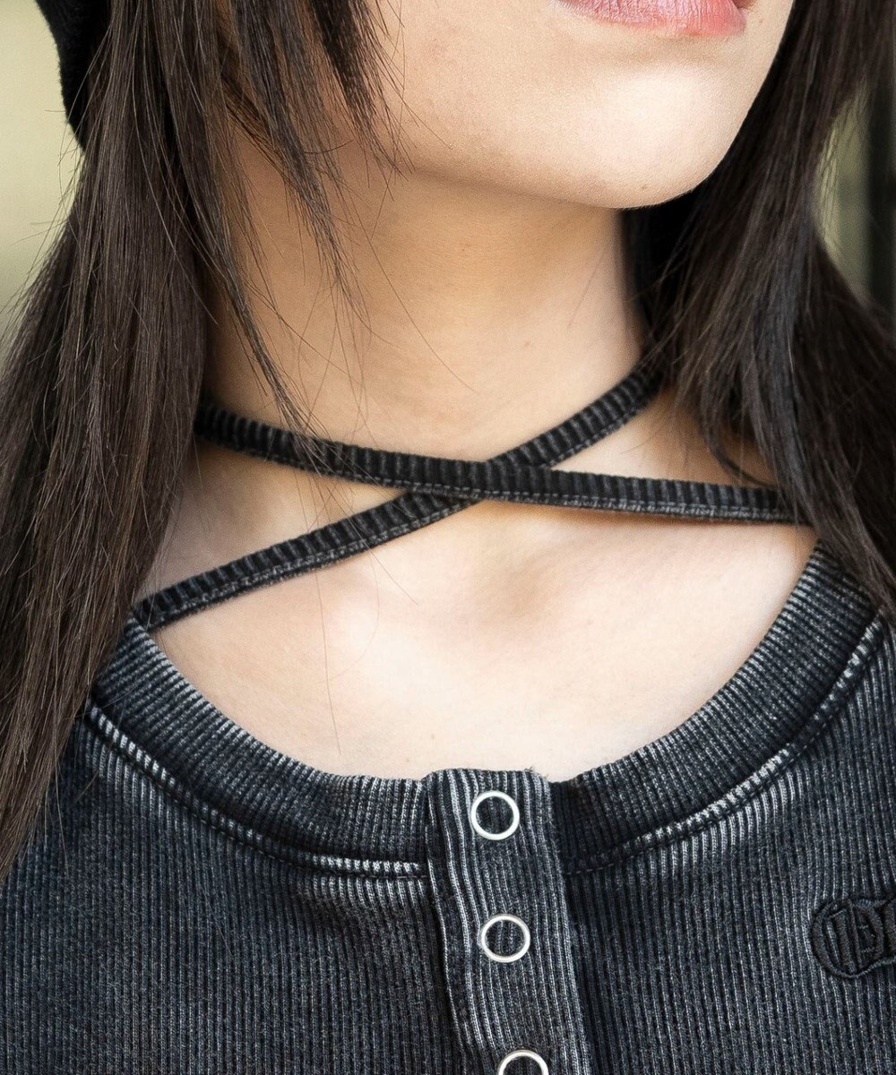 WEGO ヴィンテージウォッシュネックリボントップス 