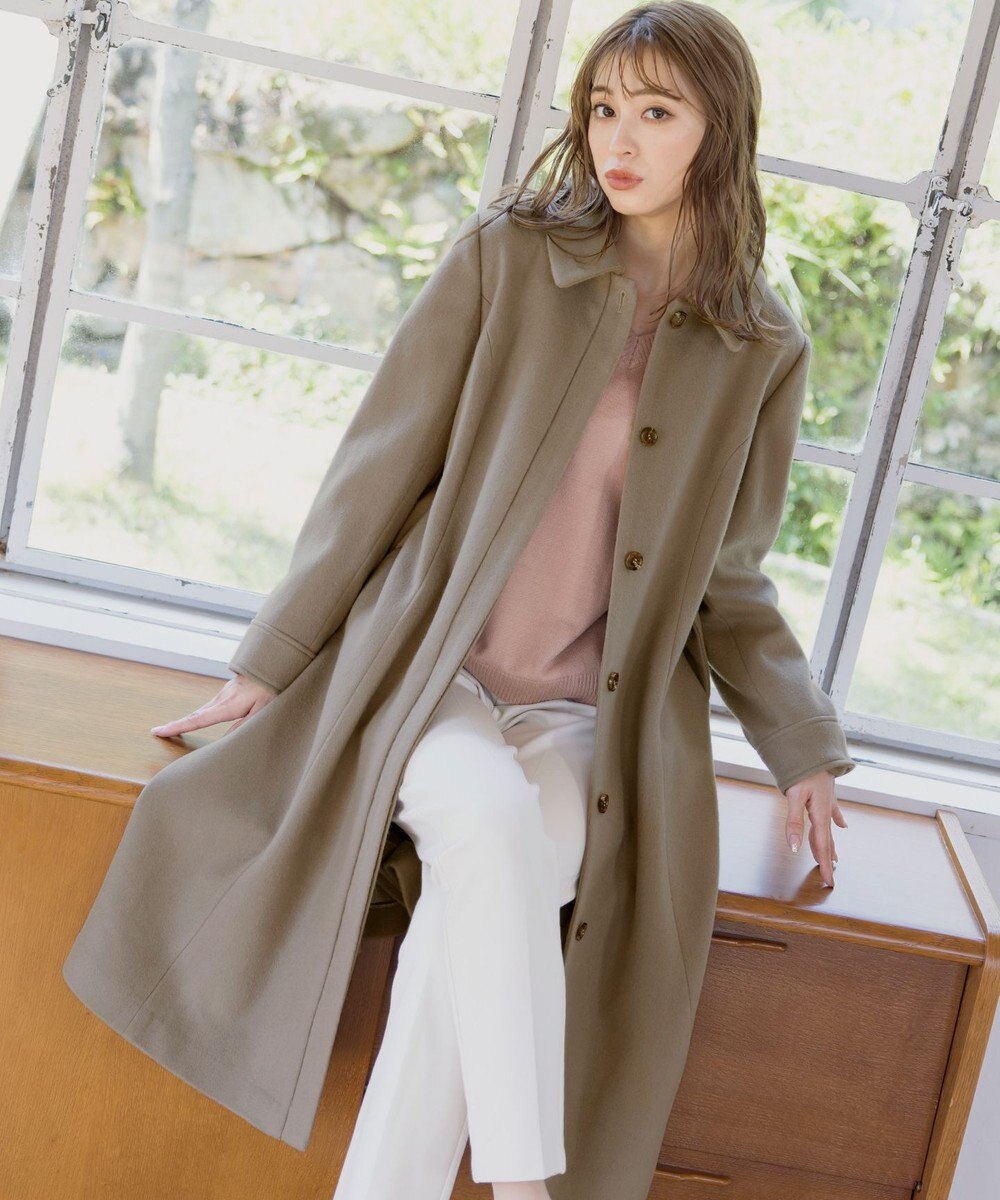 Tiaclasse L 【ウール90％】ステンカラープリンセスウールコート 