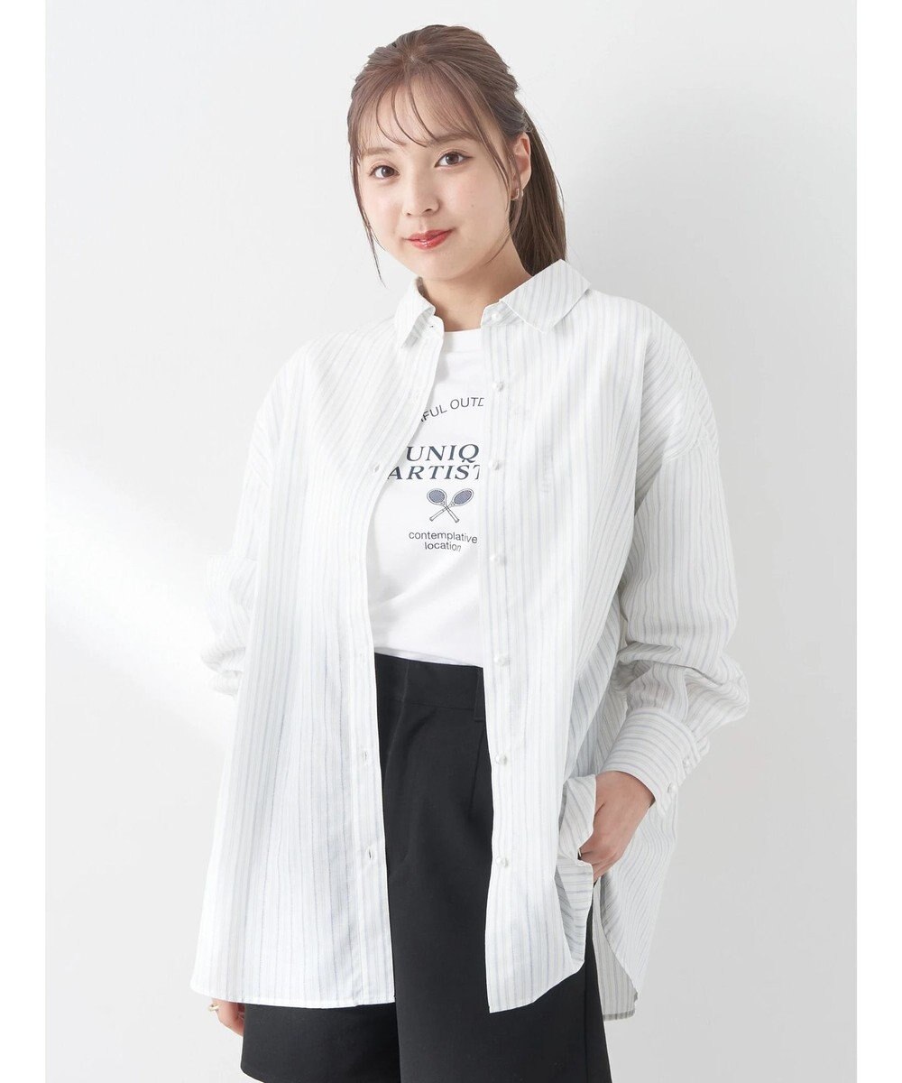 earth music&ecology パールボタンオーバーシャツ 