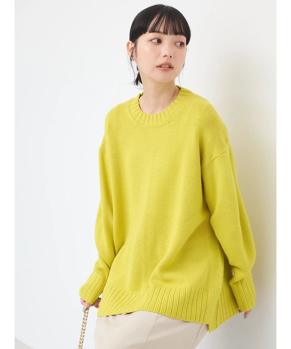 earth music&ecology ウォッシャブル脇スリットクルーネックプルオーバー 