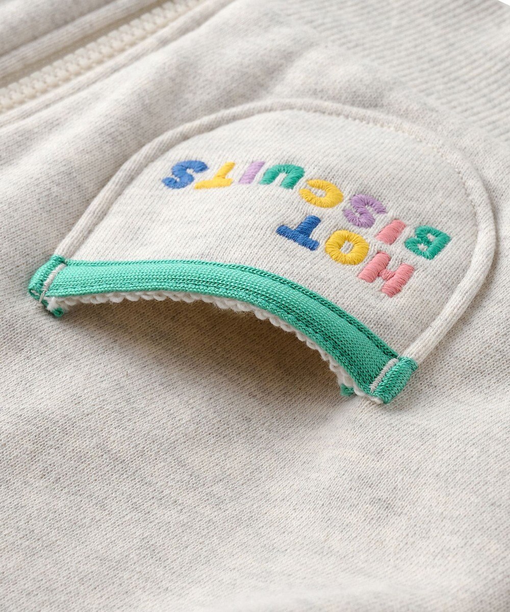 MIKI HOUSE HOT BISCUITS 【80-120cm】マルチカラー 裏毛パイル くまみみパーカー 