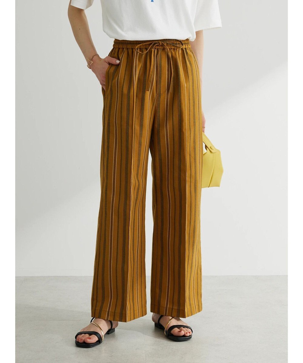 Green Parks 綿麻混イージーワイドパンツ 