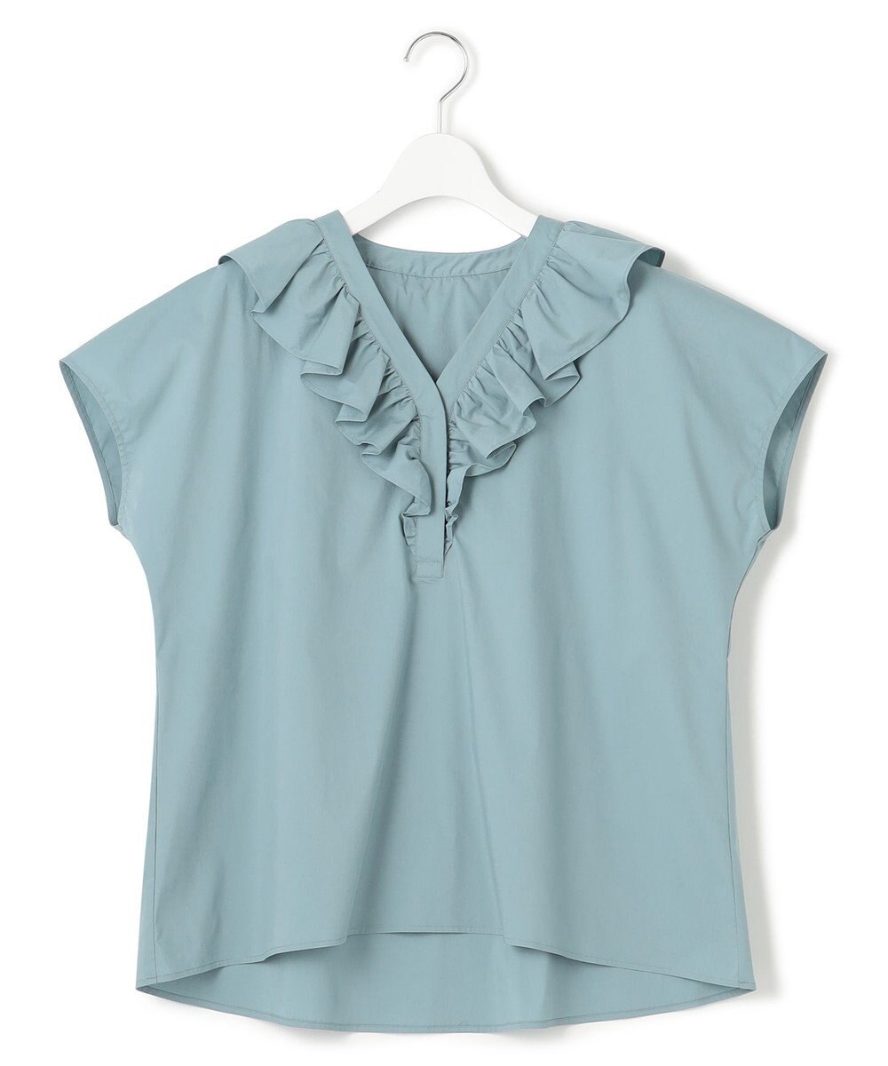 23区 L 【一部店舗限定/洗える】ハイカウントウェザーストレッチ フリル ブラウス 