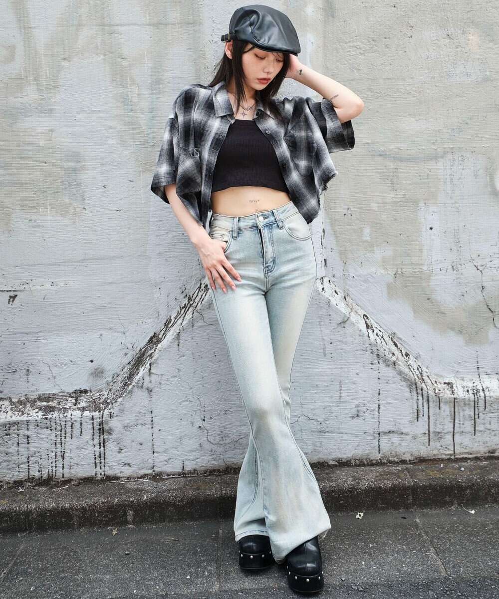 WEGO ショートチェックシャツ（S） 