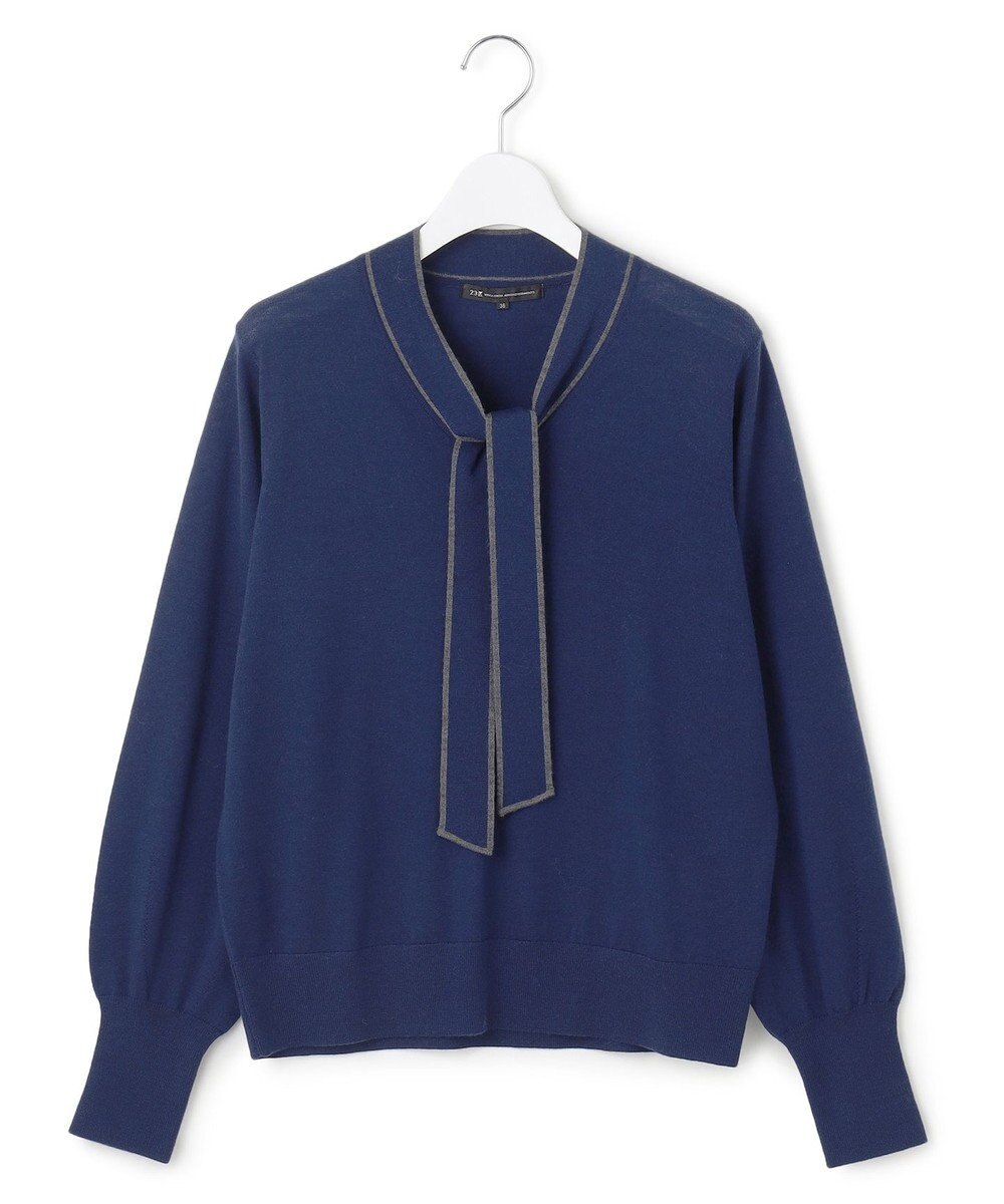 23区 L 【洗える】ウーステッドウール ボウタイ ニット 